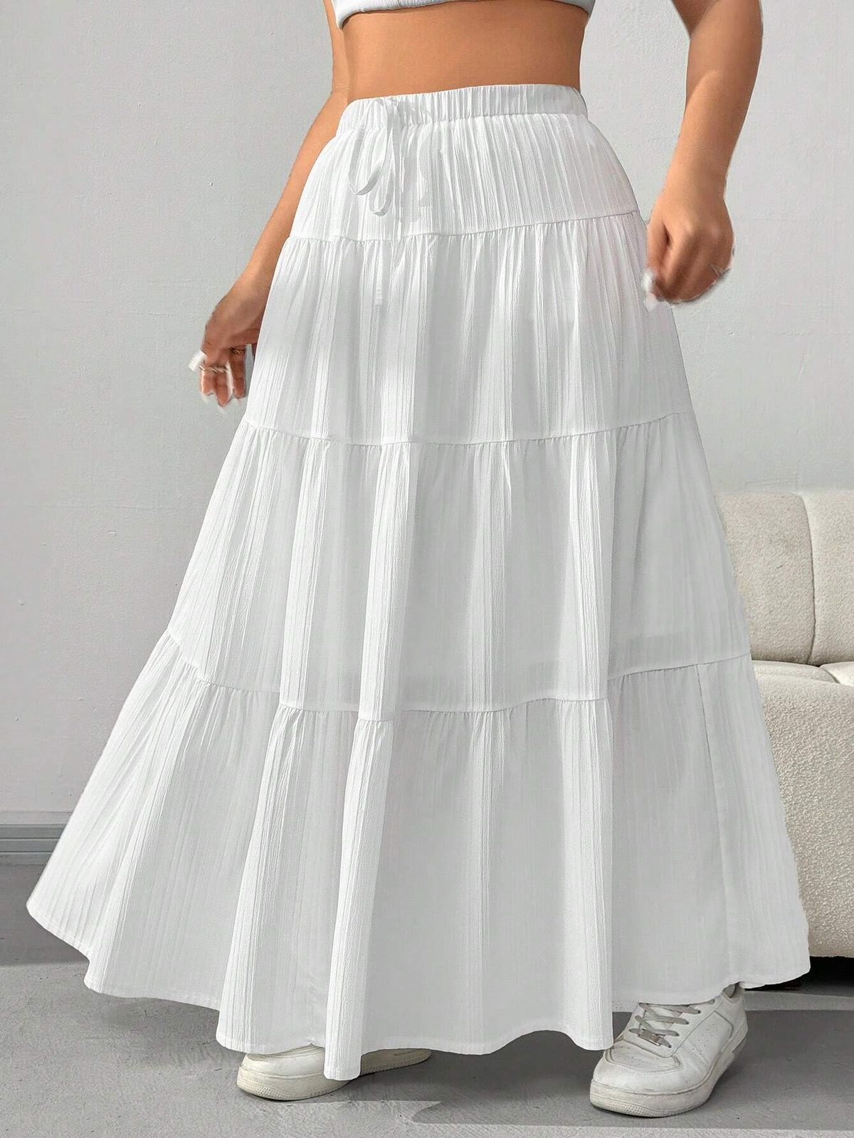 Women's Tiered Maxi Skirt with Elastic Waistband