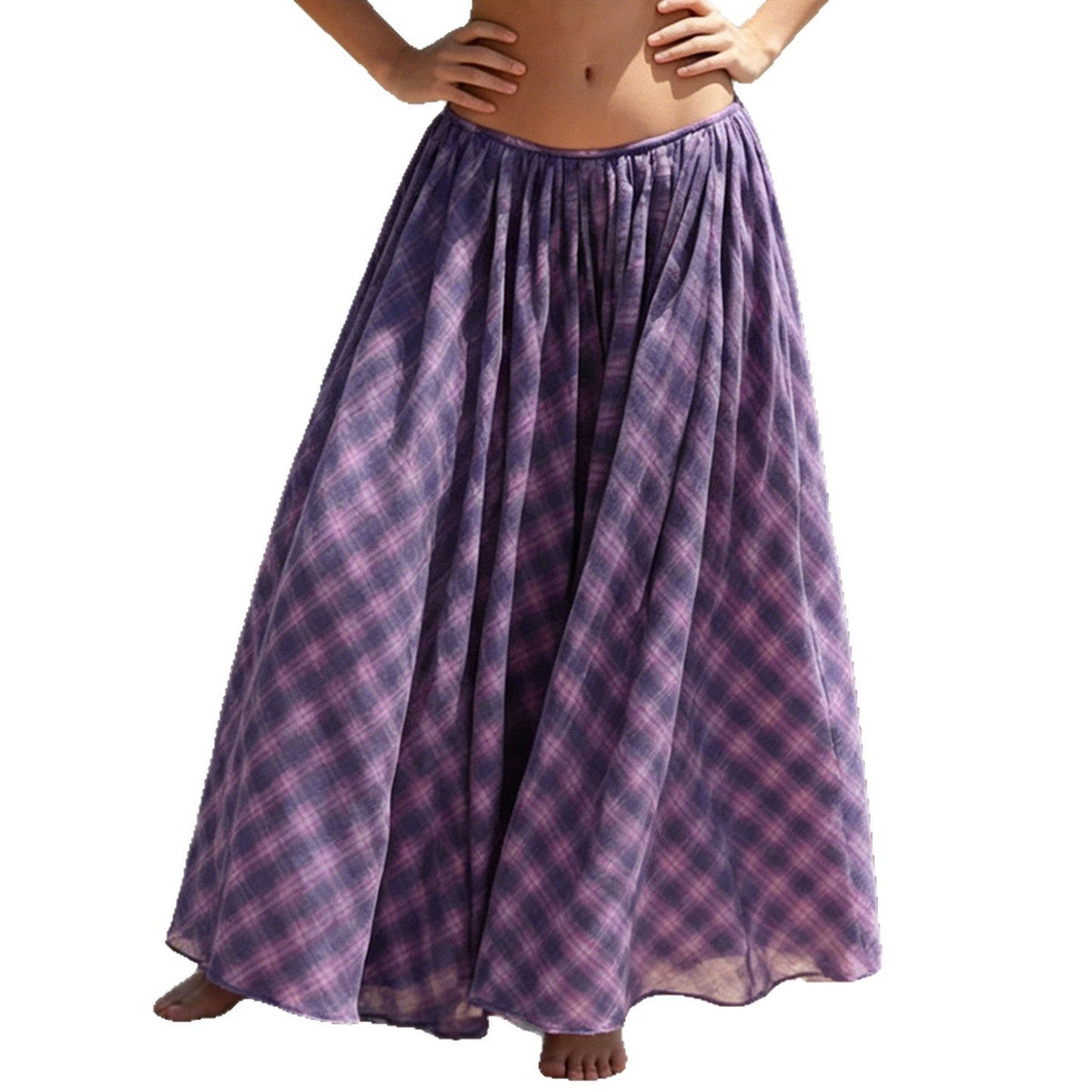 Women's Maxi Skirt with Flowing Cut and Trendy Plaid Pattern