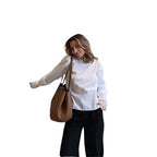 Women's Blouse with Lace Accents and Puff Sleeves
