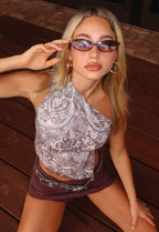 Women's Asymmetrical Top with Elegant Paisley Print