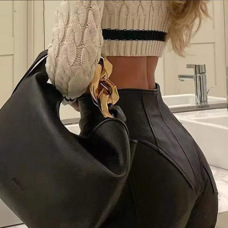Women's High-Waisted Faux Leather Pants
