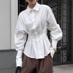 Women's Fashionable Shirt Blouse with Tailored Cut and Voluminous Sleeves