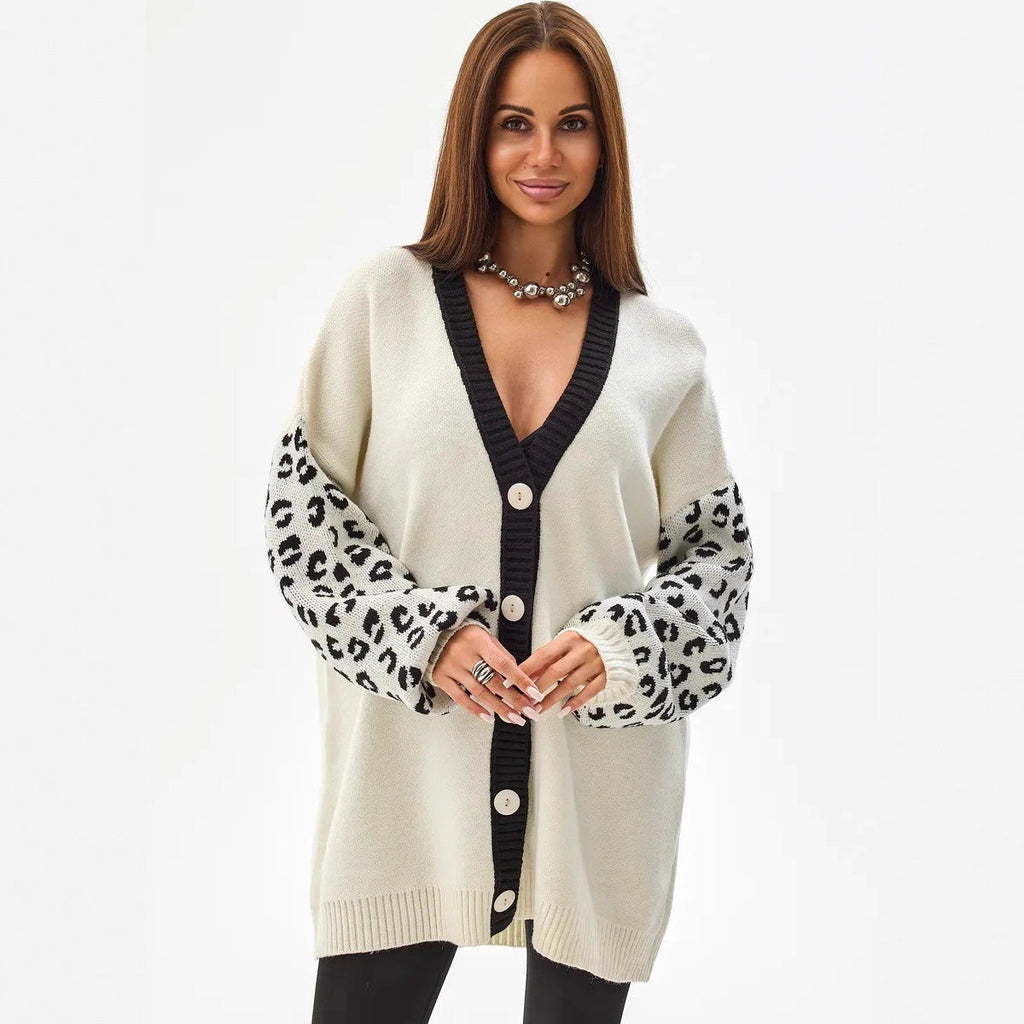 Women's Leopard Print Button-Up Cardigan