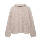 Women's Fluffy Cardigan with Decorative Flower Buttons