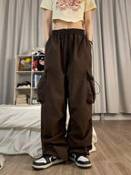 Women's Cargo Pants with Practical Side Pockets and Elastic Waistband