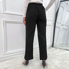 Women's Elegant High-Waisted Trousers with Button Details
