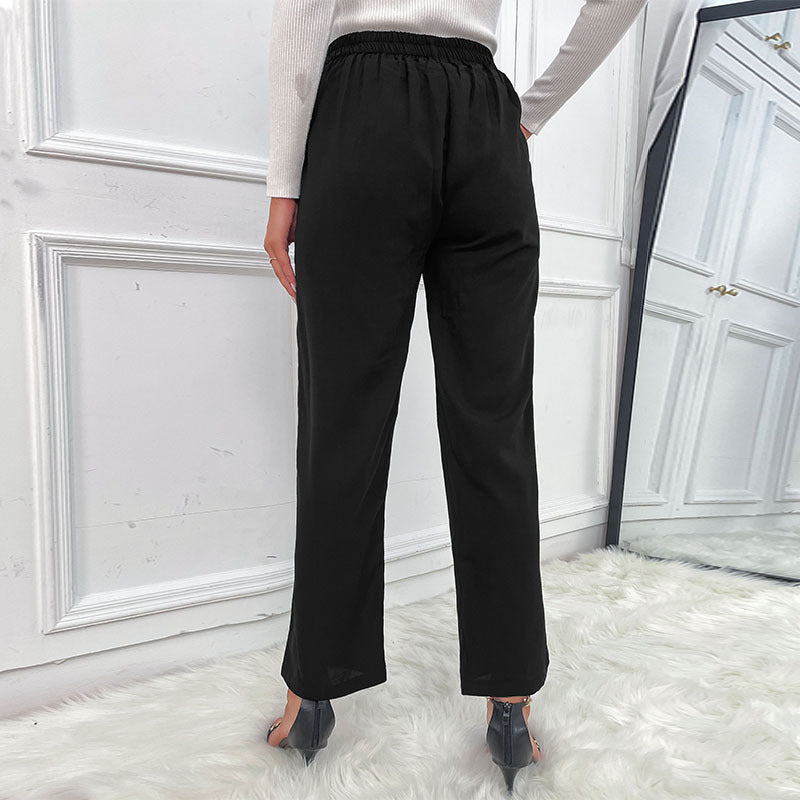 Women's Elegant High-Waisted Trousers with Button Details