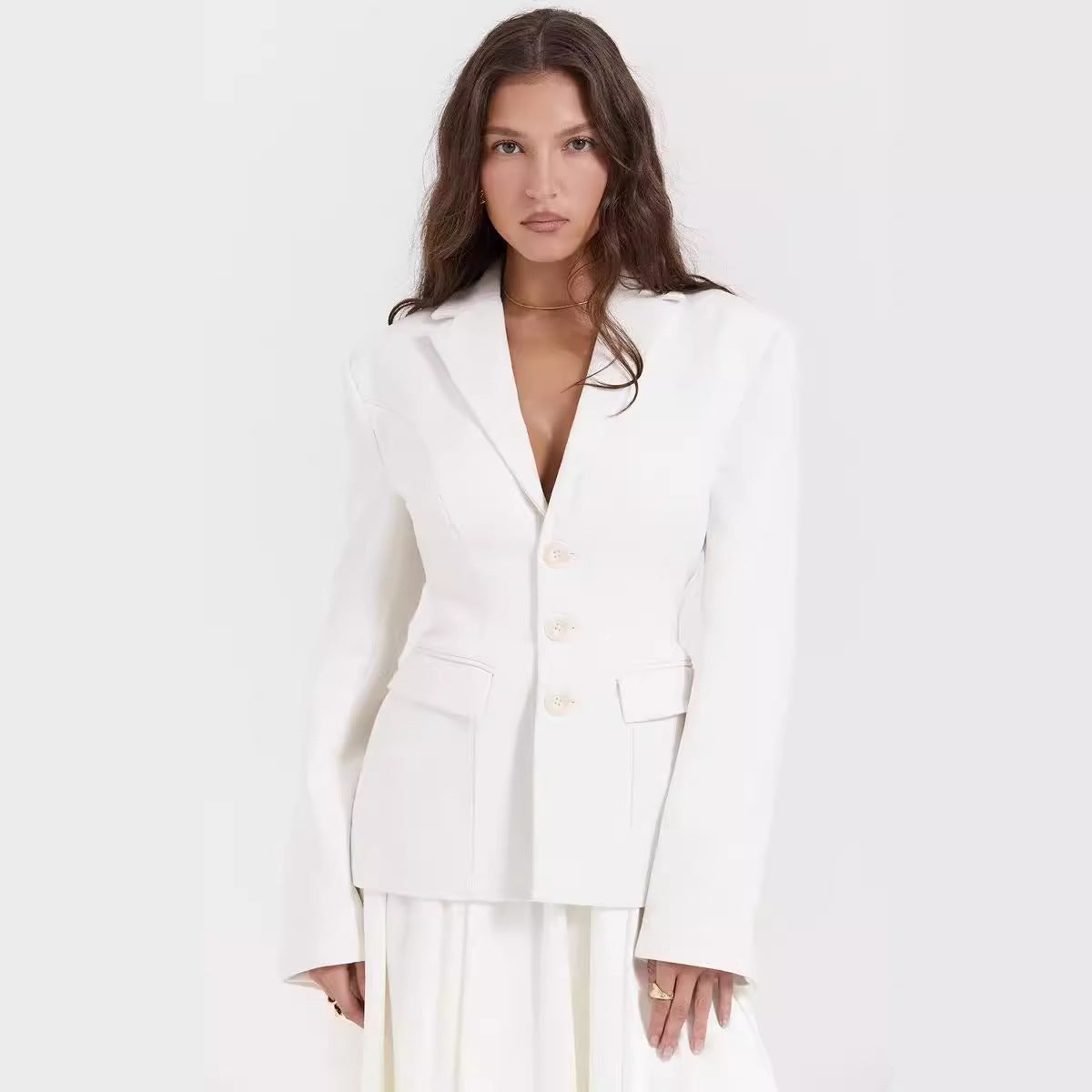 Elegant Blazer Jacket with Tailored Cut and Classic Lapel