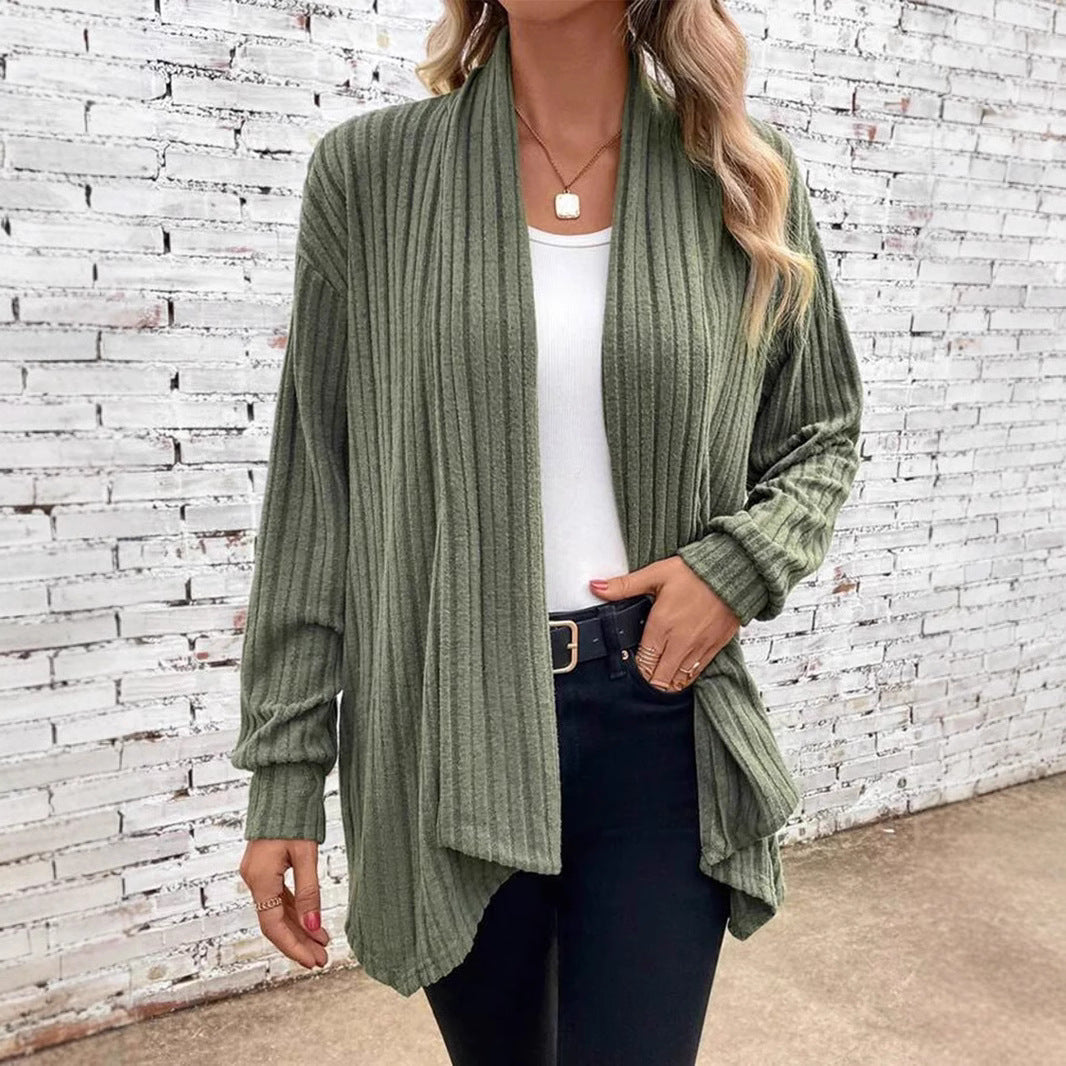 Women's Trendy Cardigan with Textured Design and Open Cut