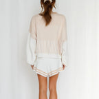 Casual Knit Ensemble with Wide Sleeves and Elastic Waist