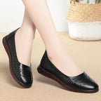 Women's Ballet Flats with Breathable Perforated Pattern and Flexible Sole