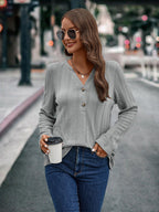 Women's Long-Sleeve Blouse with Textured Pattern