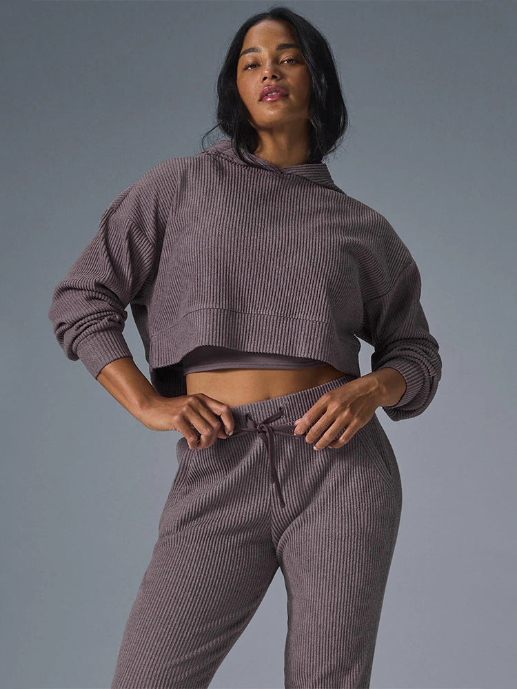 Women's Relaxed Crop Sweatshirt and Jogger Set