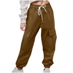 Women's Cargo Pants with Elastic Waist and Side Pockets