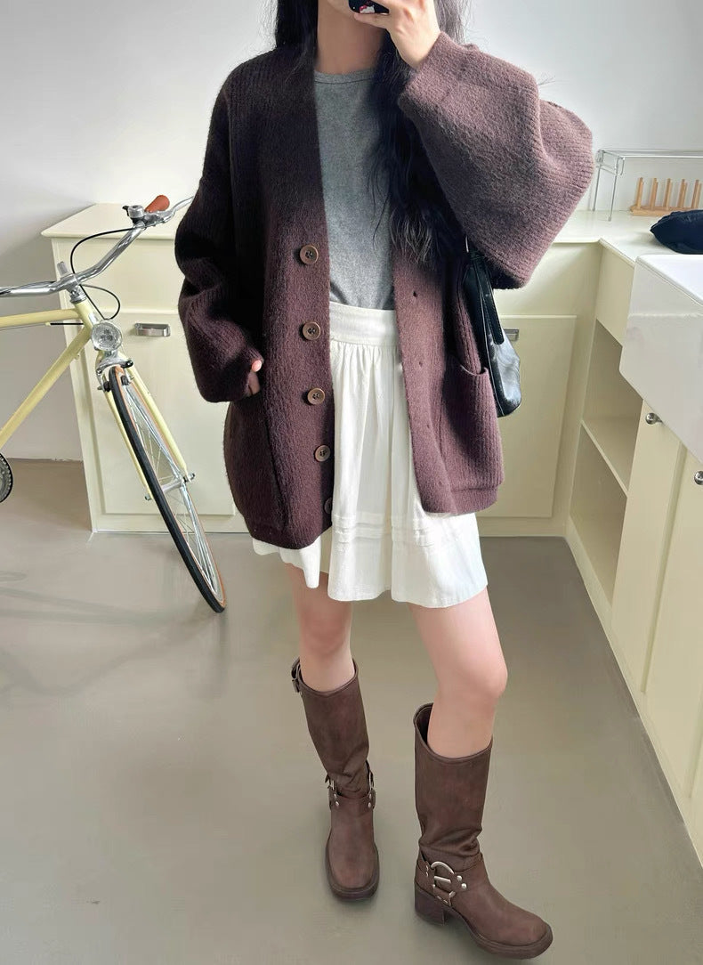 Women's Cozy Cardigan with Large Pockets and Button Detail