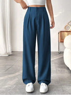 Elegant Wide-Leg Pleated Trousers
