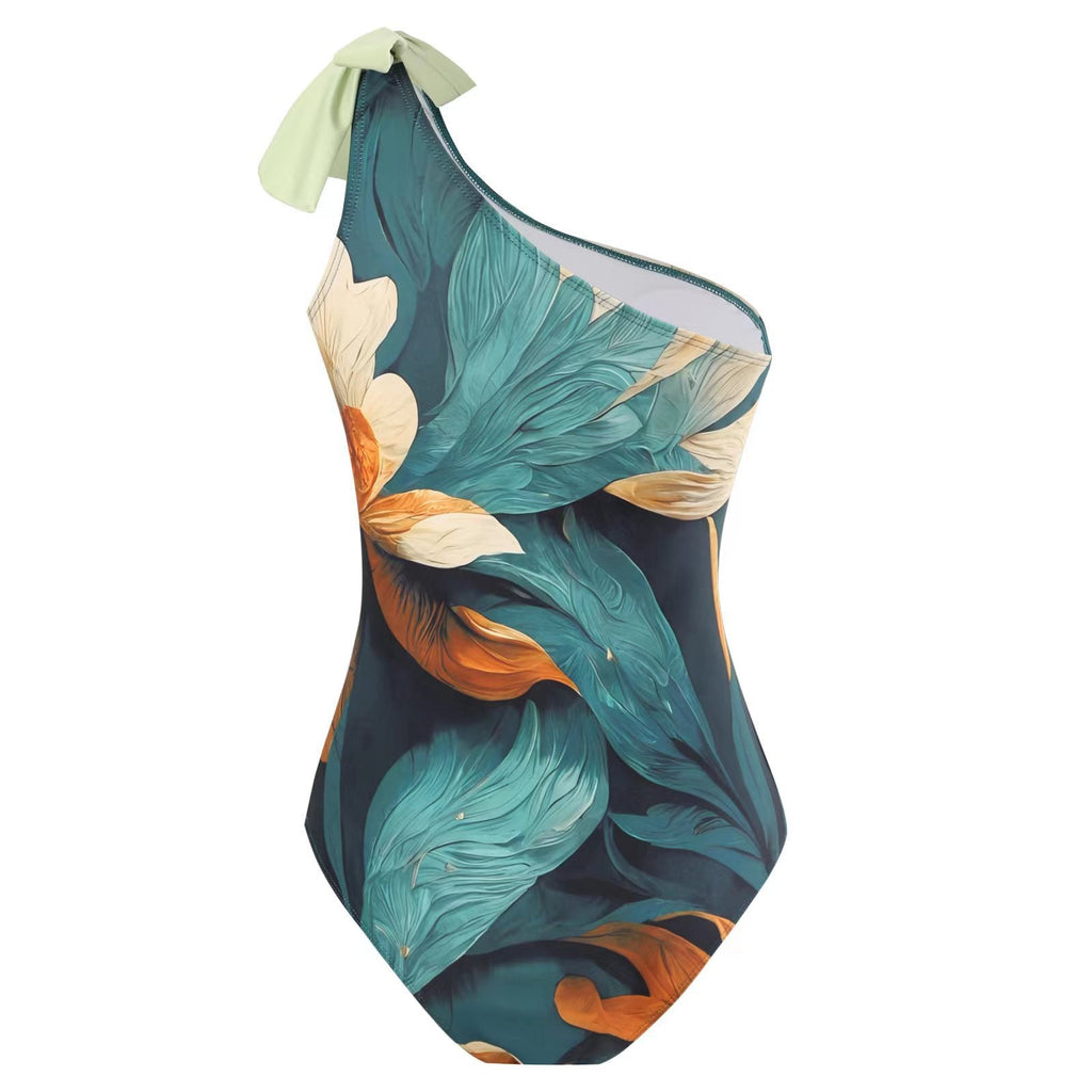 Women's Swimsuit Set with Elegant Asymmetrical Design and Playful Skirt Detail