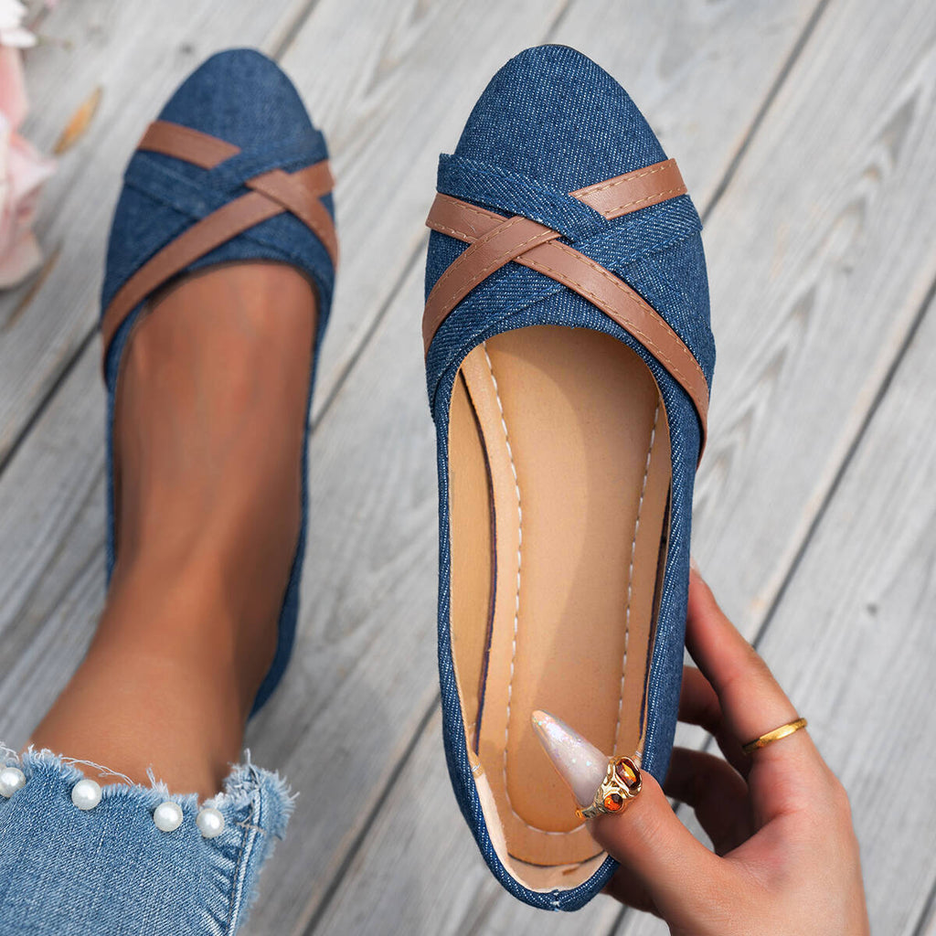Women's Ballet Flats with Elegant Cross-Strap