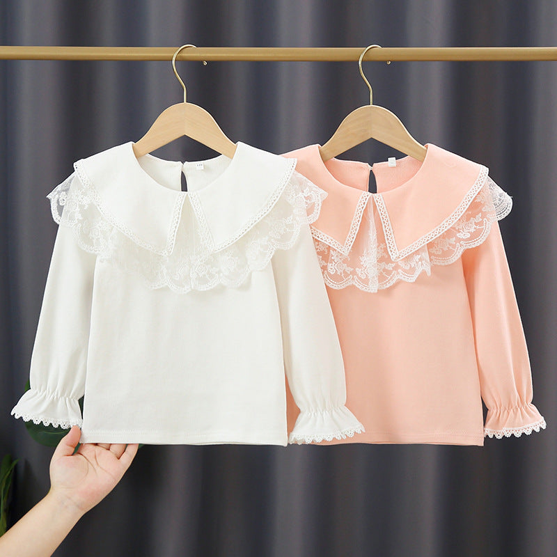 Women's Blouse with Elegant Lace Collar