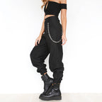 Women's Baggy Pants with Chain Details and Comfortable Waistband