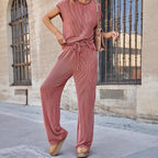 Women's Casual Wide-Leg Jumpsuit with Elastic Waist