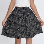 Women's Plaid Midi Skirt with Wide Cut
