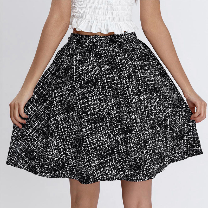 Women's Plaid Midi Skirt with Wide Cut