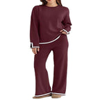 Women's Lounge Set with Wide Cut and Contrast Cuffs