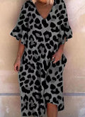 Women's Sleeveless Kaftan Dress in Leopard Print
