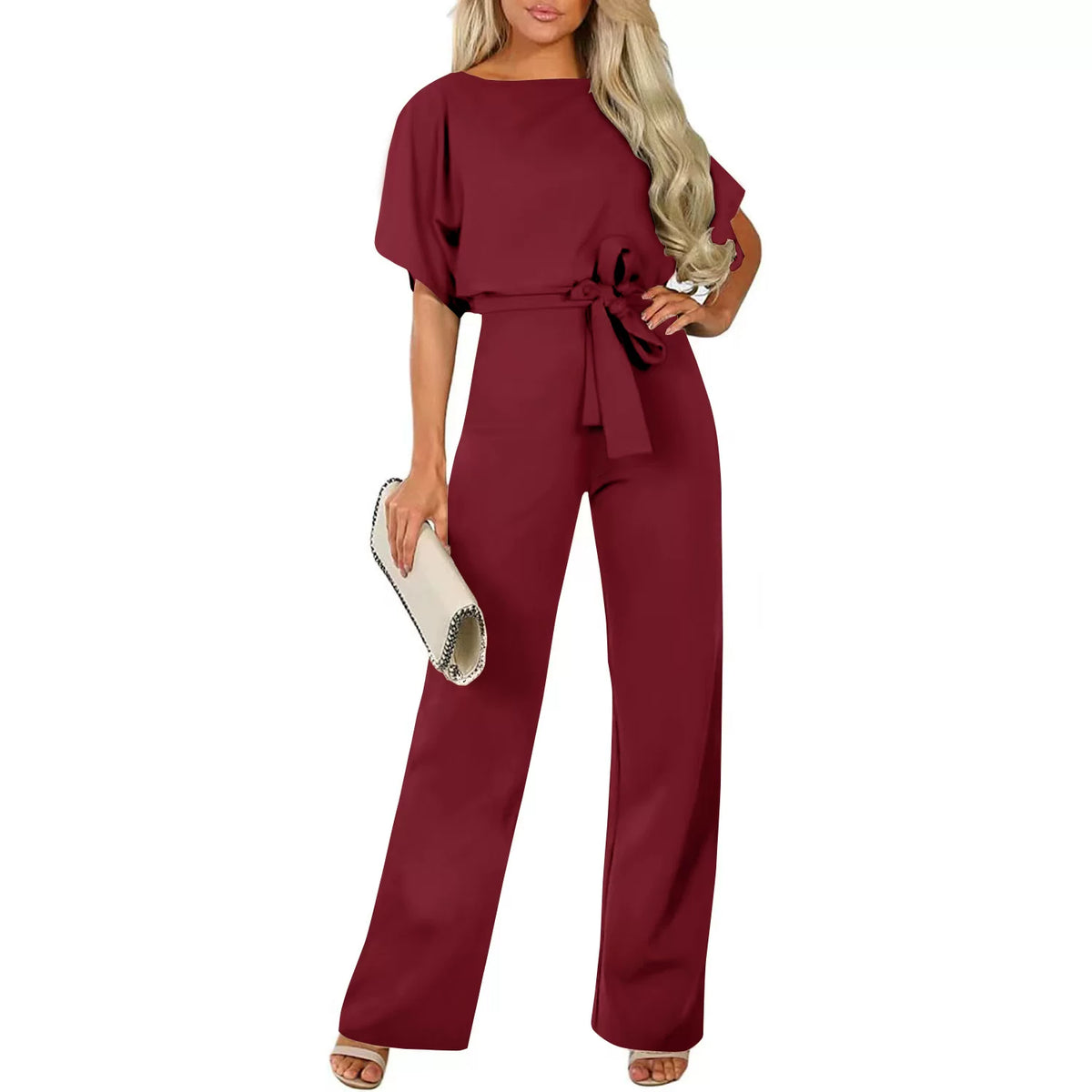 Elegant Wide-Leg Jumpsuit with Waist Knot