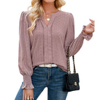 Women's Blouse with Elegant Eyelet Pattern and Casual Cut