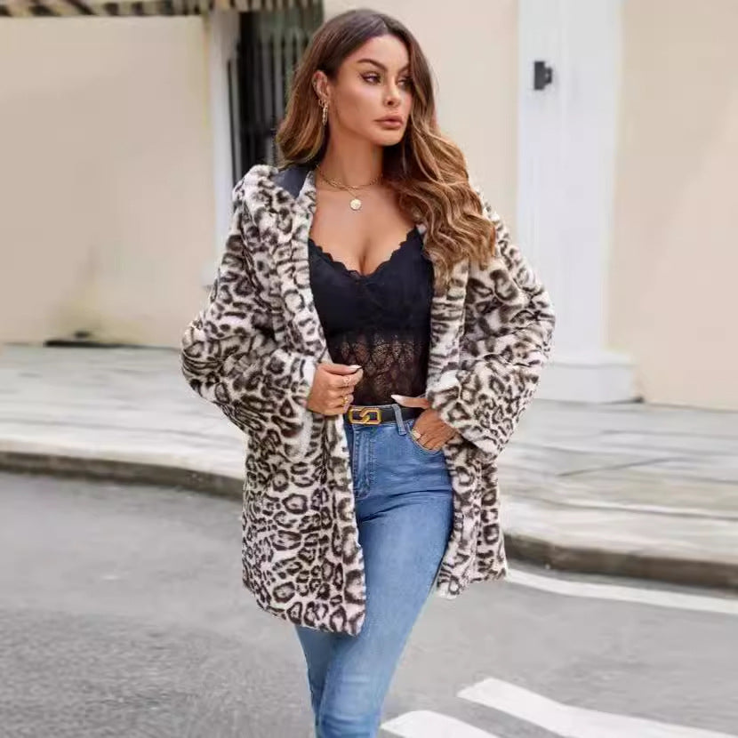 Women's Luxury Faux Fur Coat with Hood
