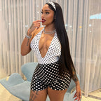 Women's Polka Dot V-Neck Jumpsuit