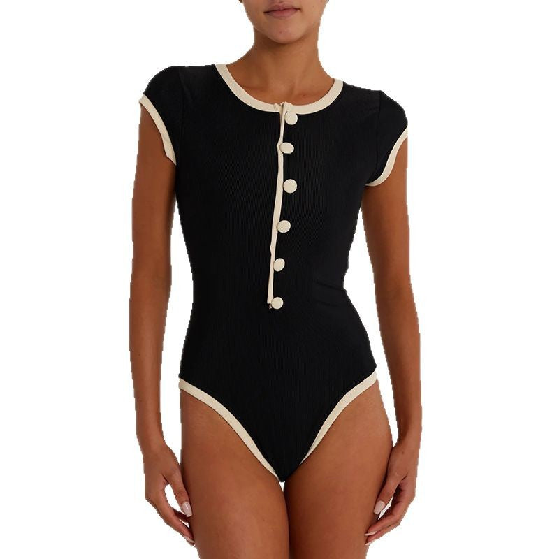 Women's Swimsuit with Button Detail and Elegant Cut