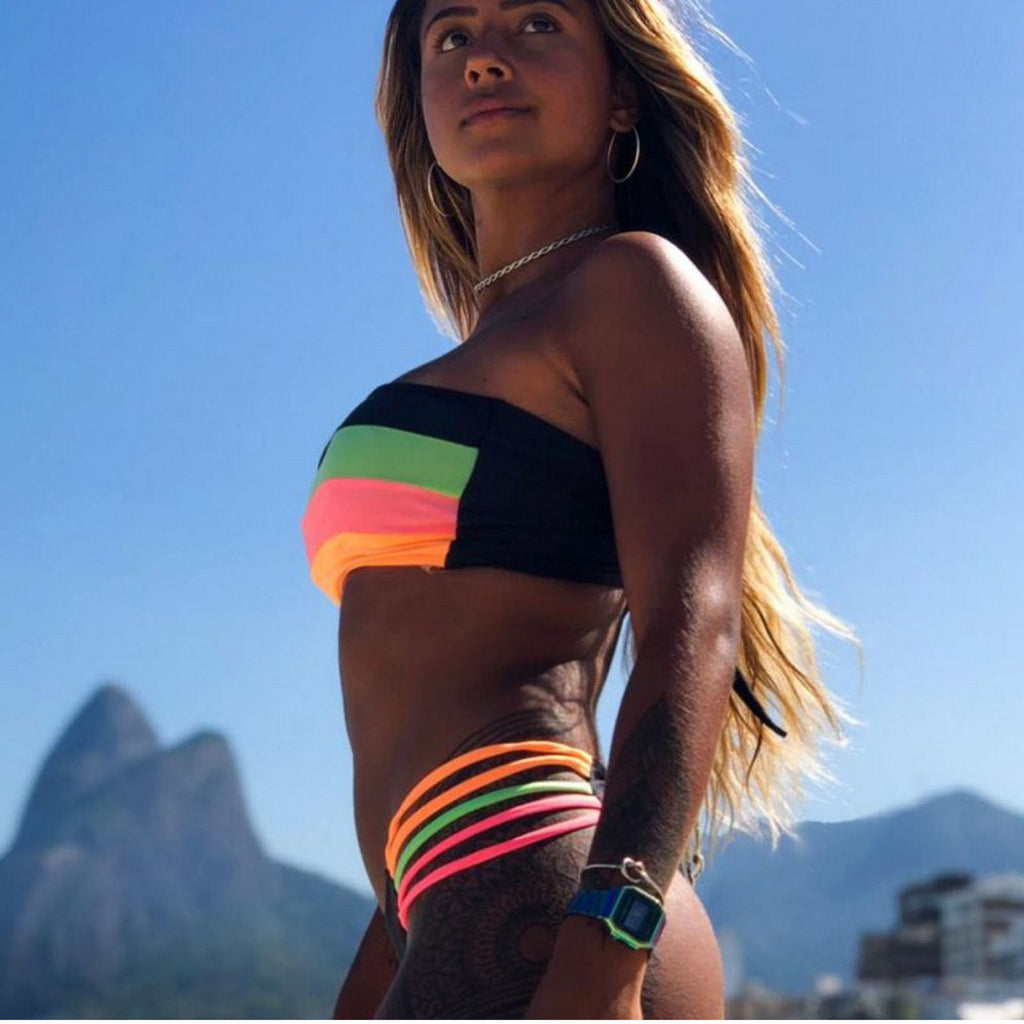 Women's Striped Bandeau Bikini