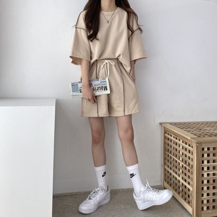 Women's Casual Set with Relaxed Cut and Elastic Waistband