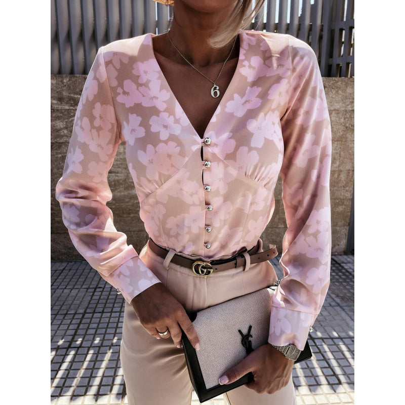 Women's Floral Button-Down Blouse