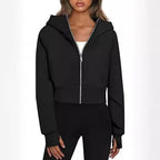 Women's Cropped Hooded Jacket with Zipper