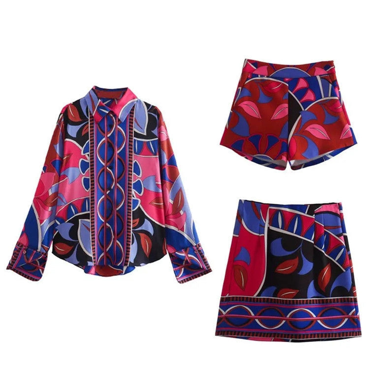 Women's Mini Skirt with Modern Floral Pattern and Elastic Waistband