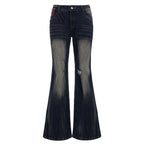 Women's Flared Jeans with Fashionable Distressed Look