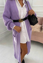 Women's Long Knit Coat with Spacious Pockets