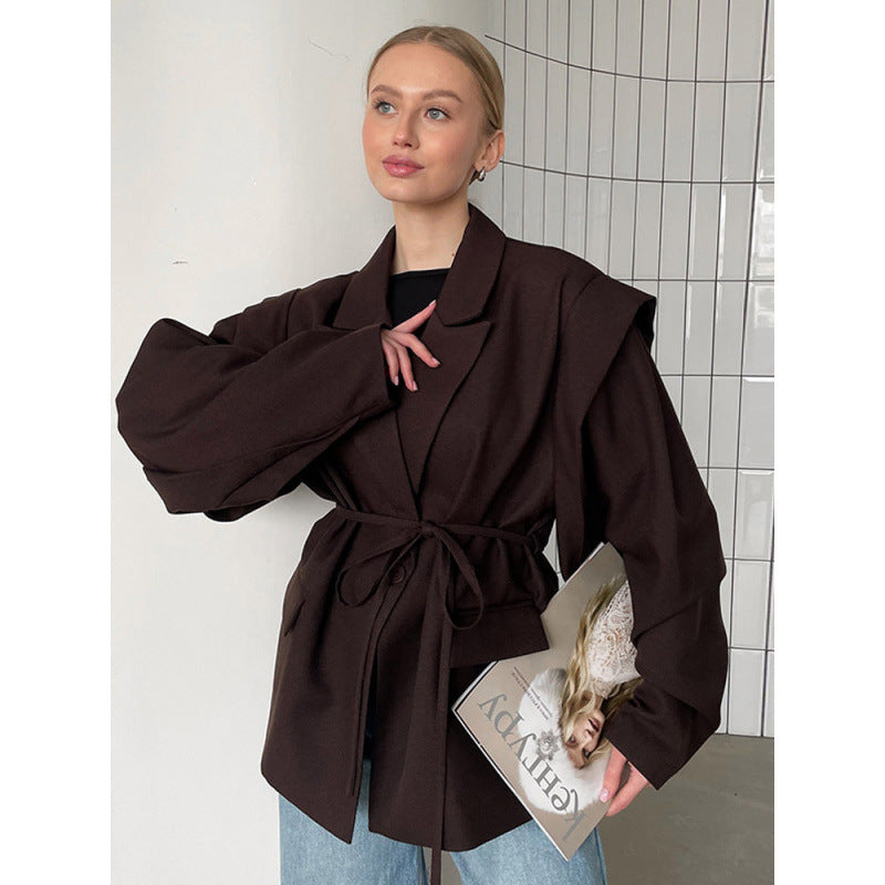 Elegant Oversized Blazer with Belt Detail