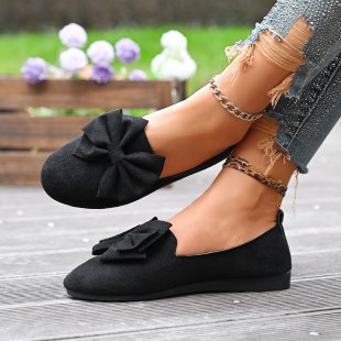 Women's Ballet Flats with Elegant Bow Detail