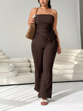 Women's Jumpsuit with Elegant Ruffle and Slim Leg