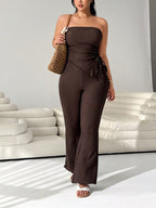 Women's Jumpsuit with Elegant Ruffle and Slim Leg