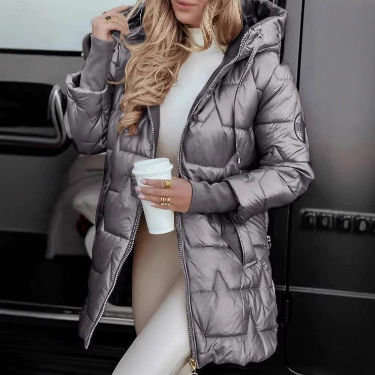 Women's Long Lined Winter Jacket with Hood