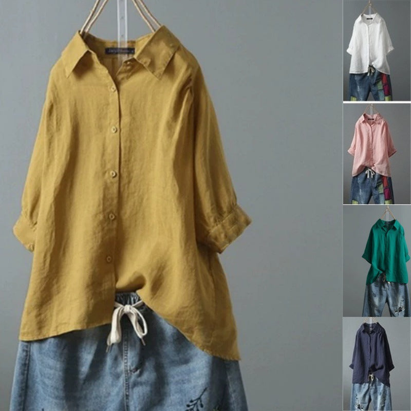 Women's Shirt with Elegant Collar and Casual Cut