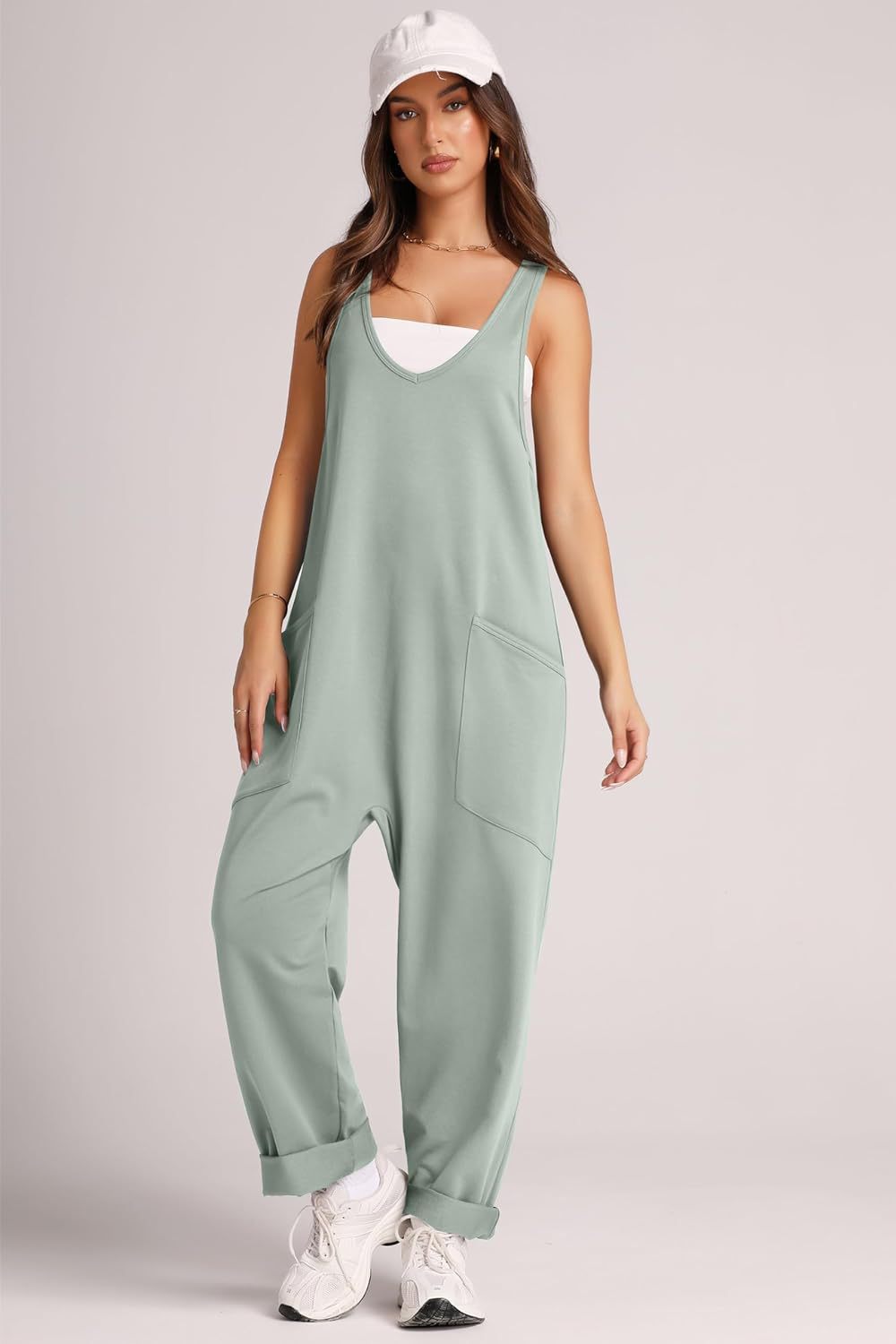 Women's Jumpsuit with Pockets and Stretch Fabric