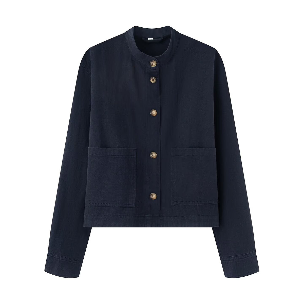 Women's Cotton Jacket with Button Placket and Pockets