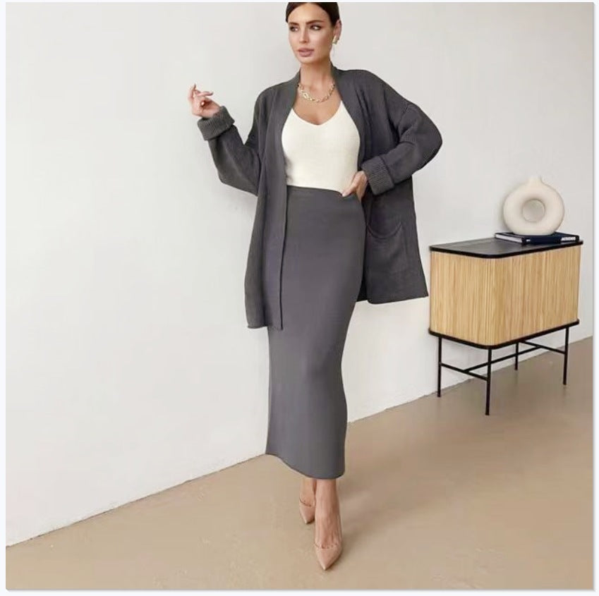 Elegant Knit Set with Back Slits
